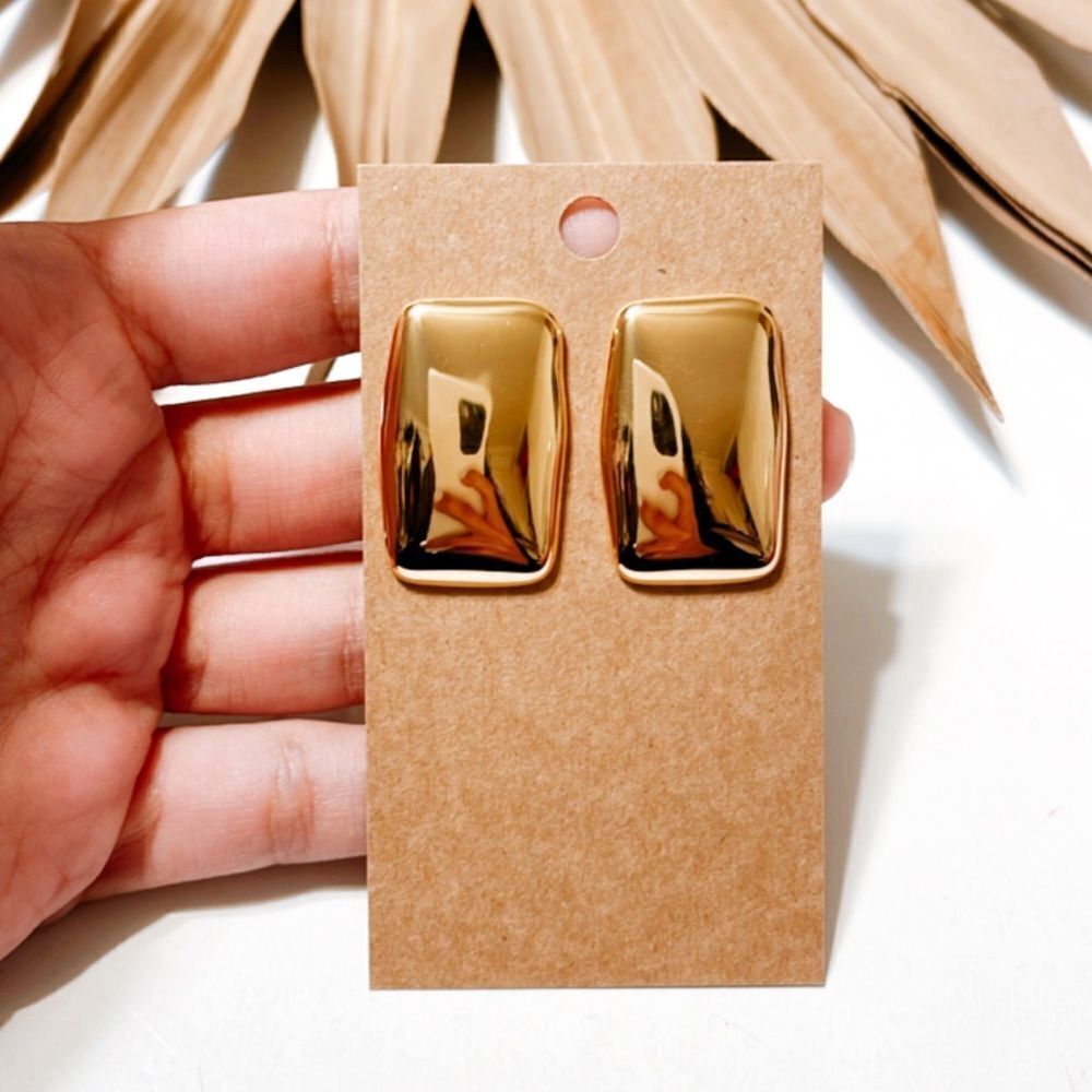 Gold geo stud earrings #1003 - Picture 7 of 7